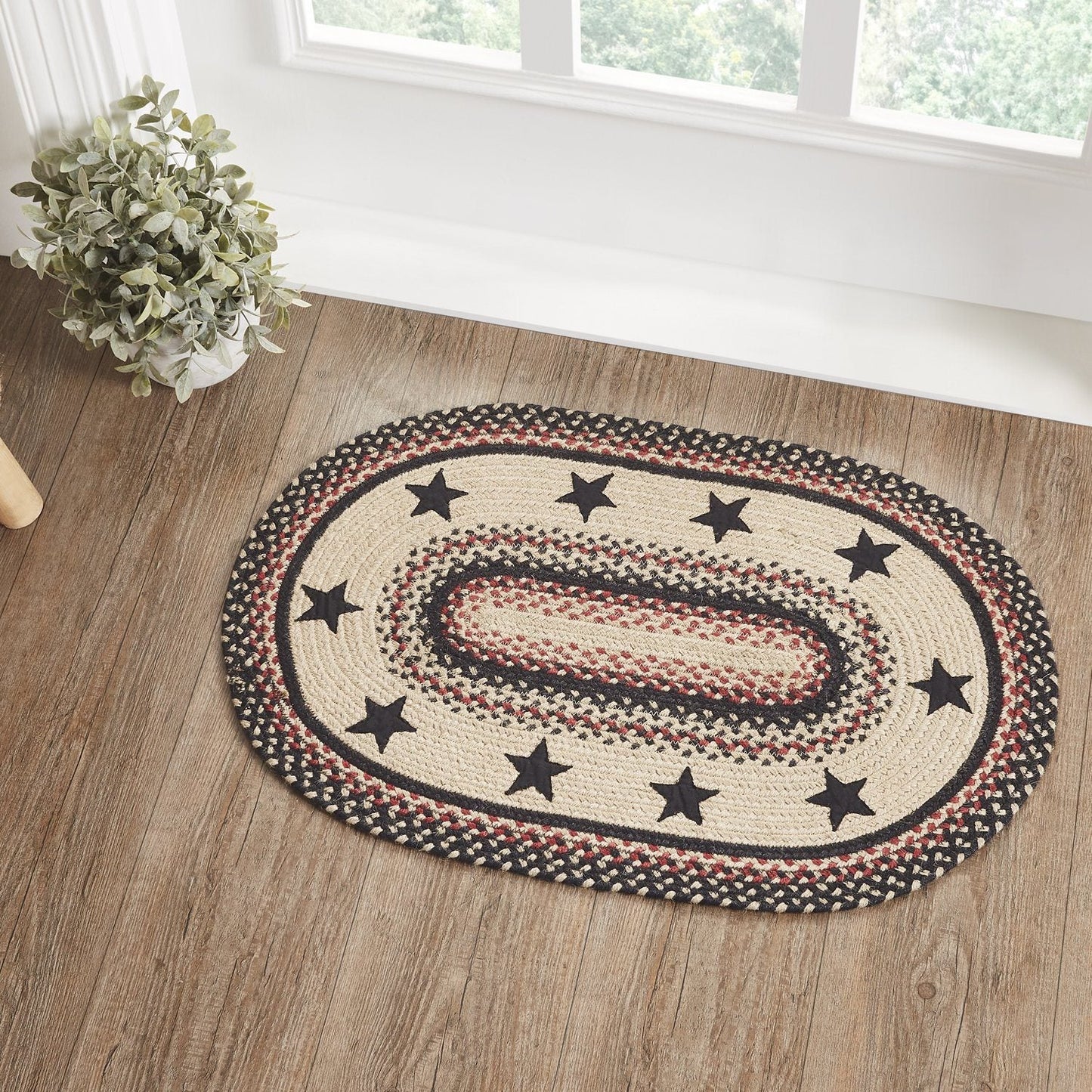 Colonial Star Oval Braided Rug 20x30" - with Pad