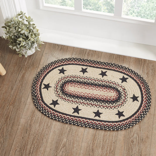 Colonial Star Oval Braided Rug 20x30" - with Pad