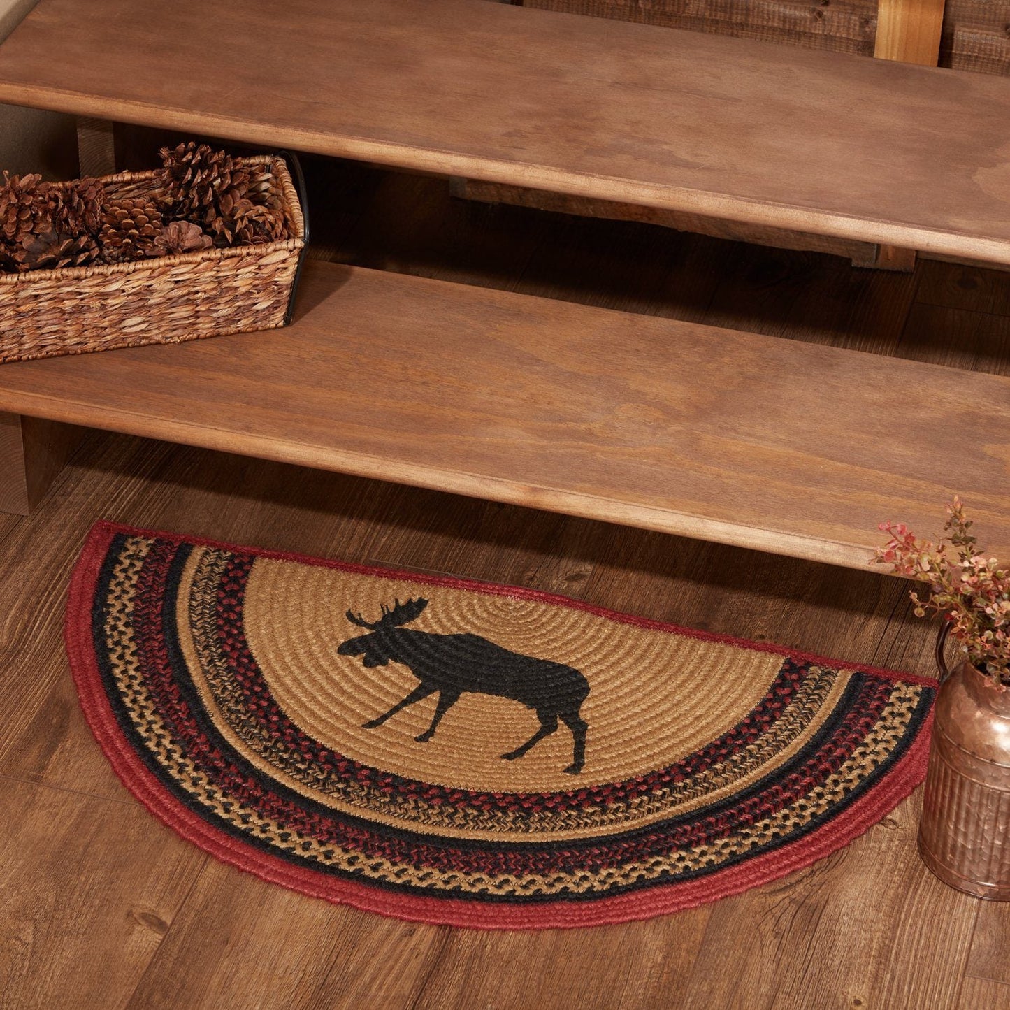 Cumberland Moose Half Circle Braided Rug 16.5x33"