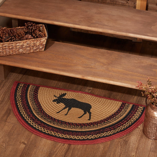 Cumberland Moose Half Circle Braided Rug 16.5x33"