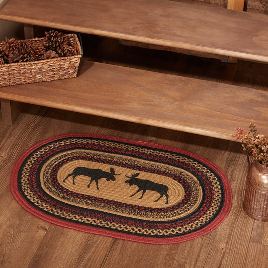 Cumberland Moose Oval Braided Rug 20x30"