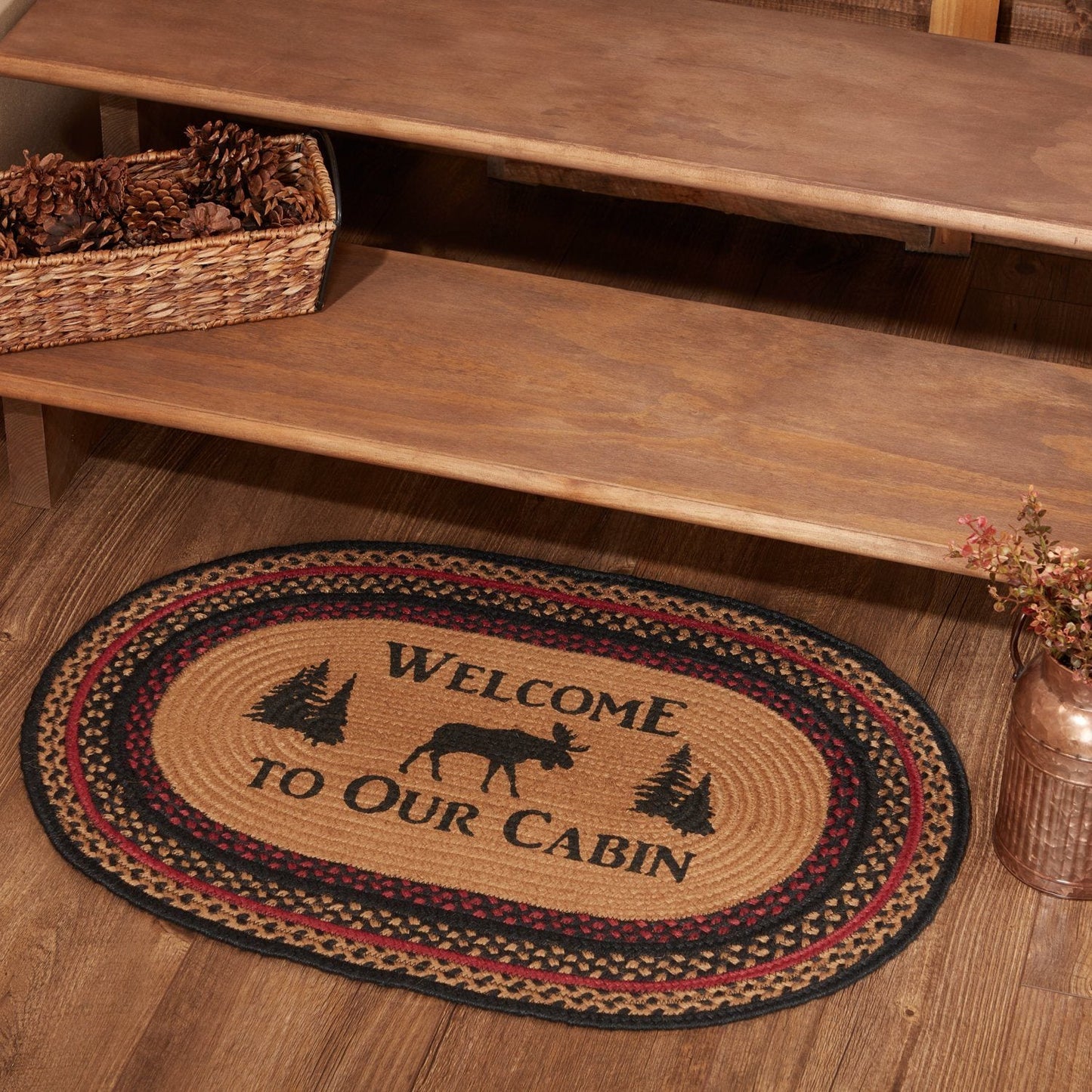 Cumberland Moose "Welcome" Oval Braided Rug 20x30"