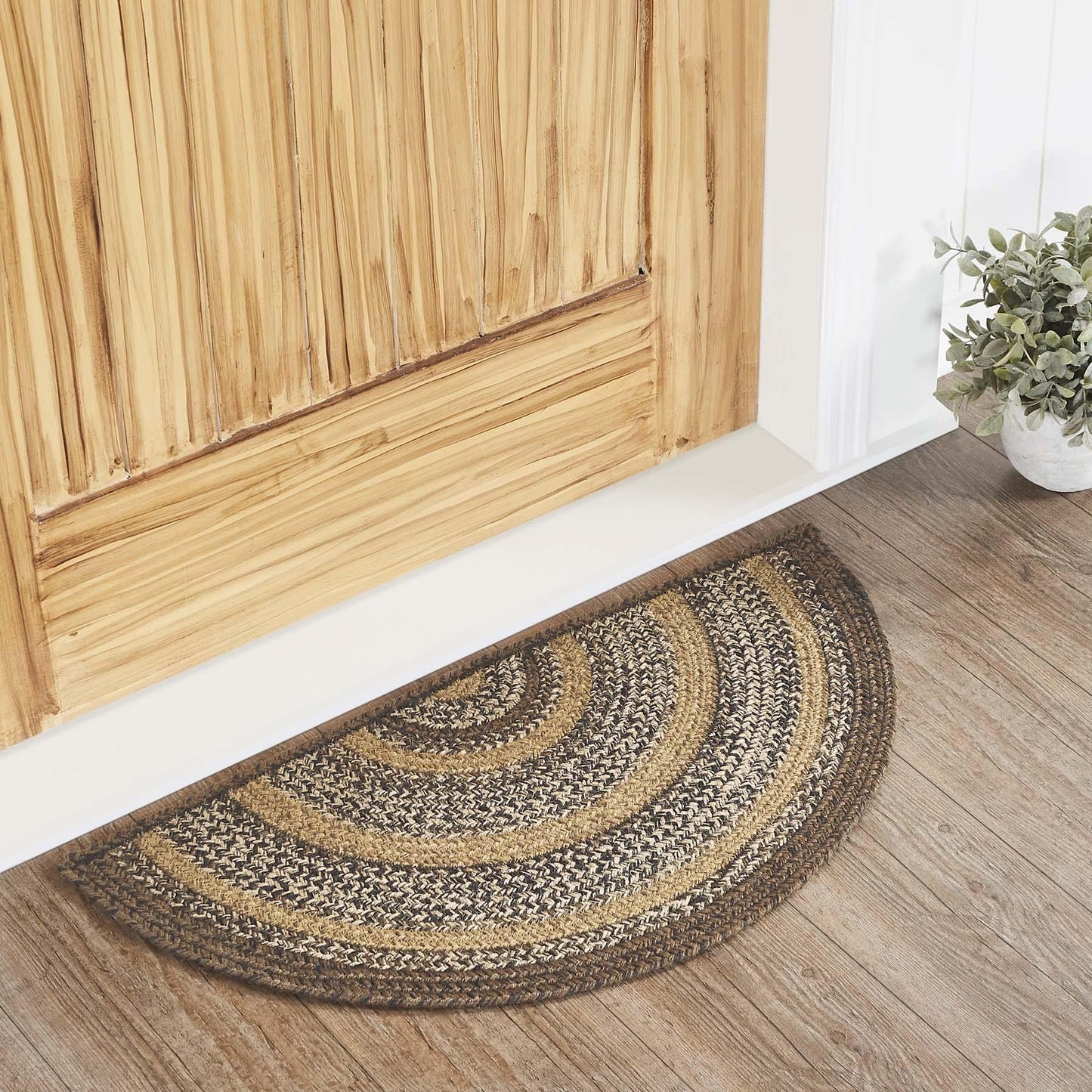 Espresso Half Circle Braided Rug 16.5x33" - with Pad Default
