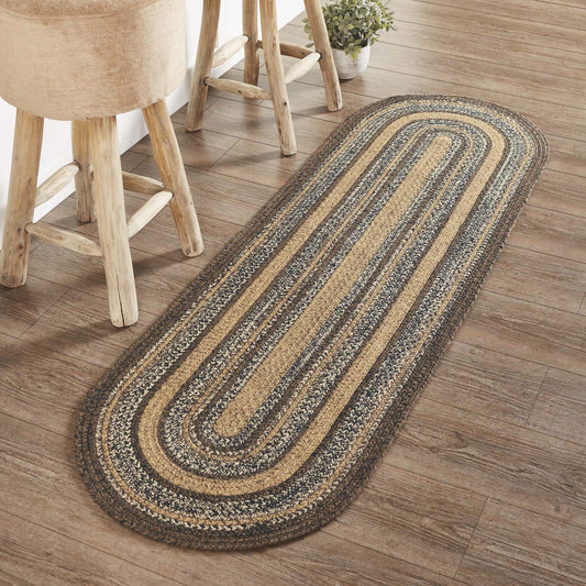 Espresso Oval Braided Rug 22x72" Runner - with Pad