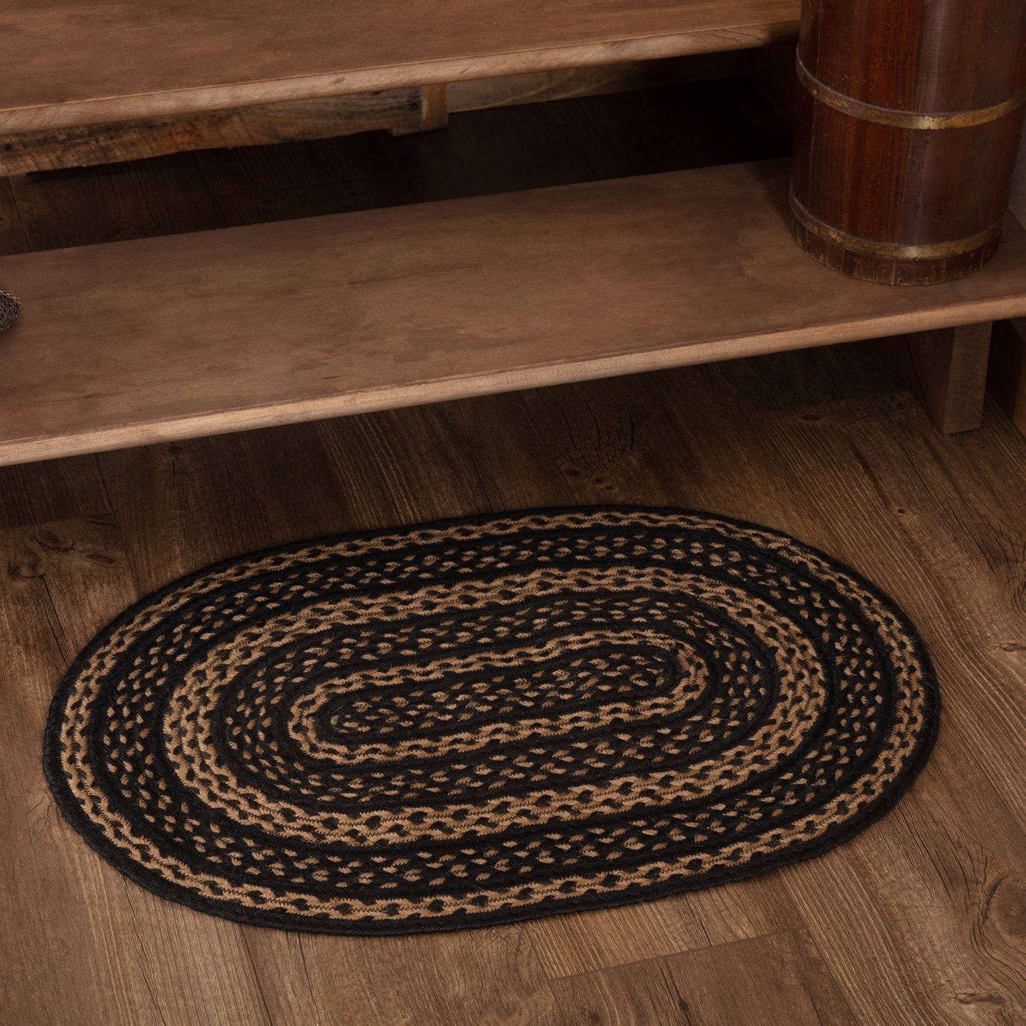Farmhouse Star Oval Braided Rug 20x30"