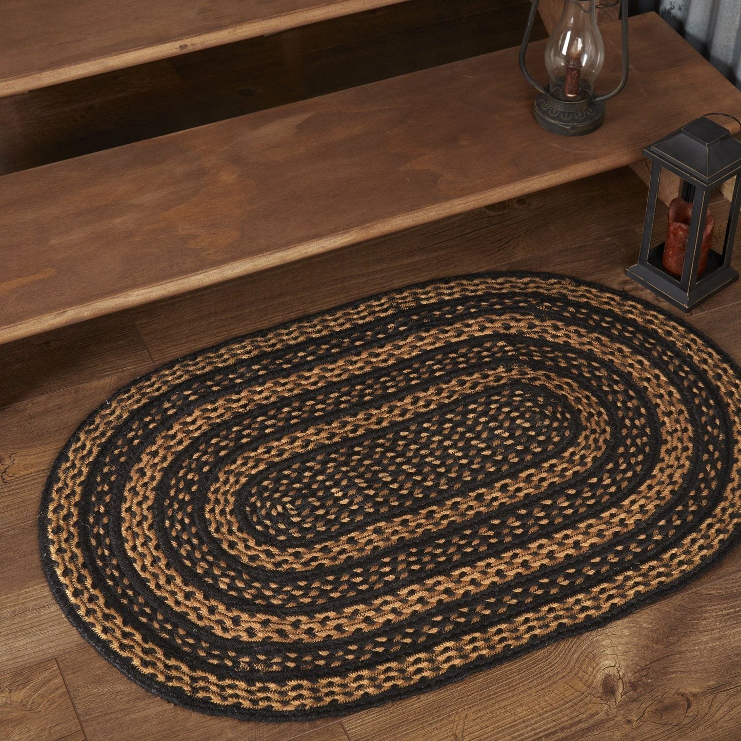 Farmhouse Star Oval Braided Rug 24x36"