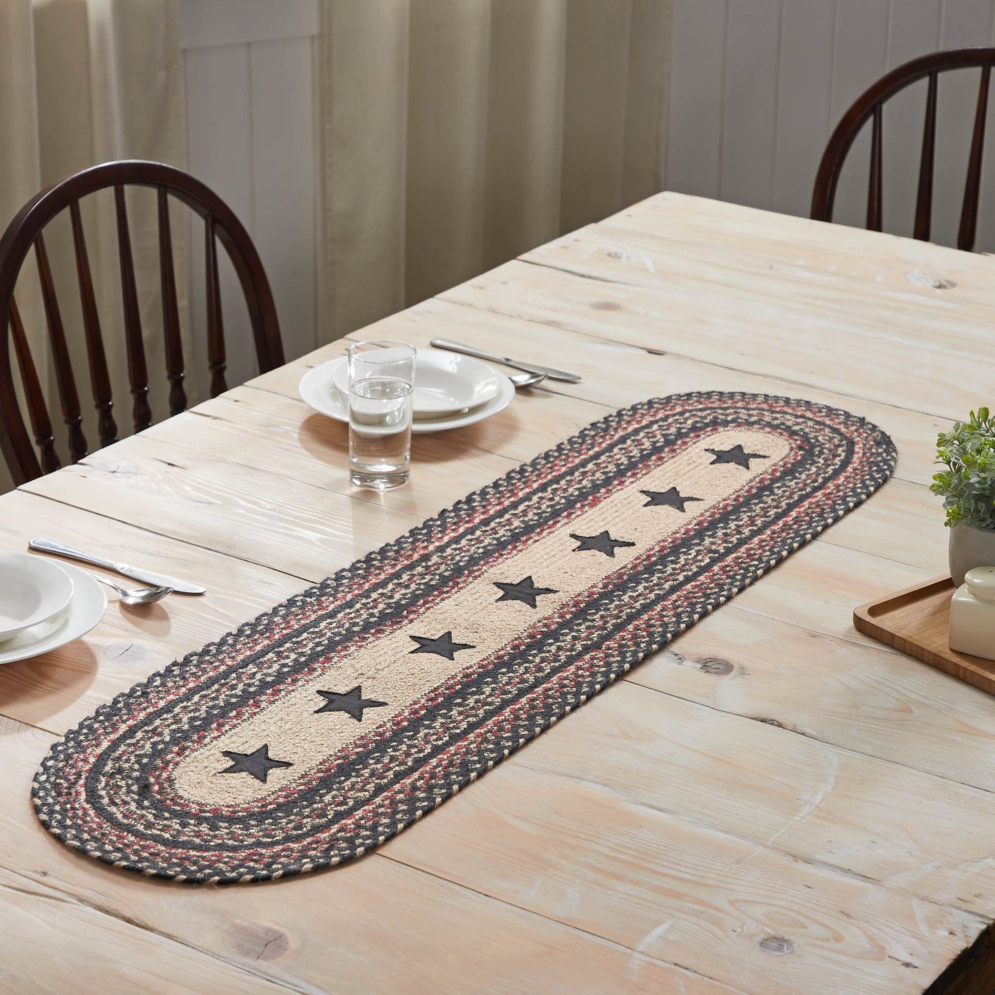 Colonial Star Braided Oval Runner 13x48"