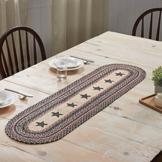 Colonial Star Braided Oval Runner 13x48"