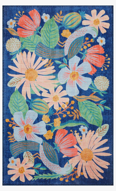 Rifle Paper Co x Loloi Meadow Rug - Dovecote Indigo (Final Sale)