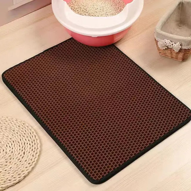 Double Layer Waterproof Cat Litter Mat Coffee 40X50CM