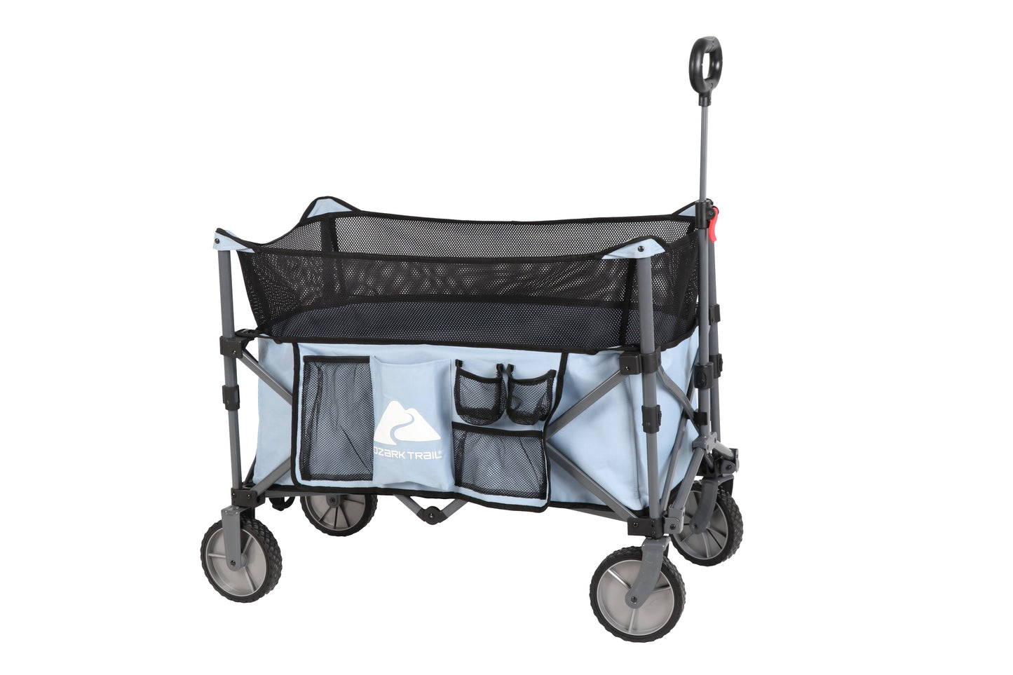Ozark Trail Adult Height Adjustable Quad Fold Camping Cart Wagon, Blue