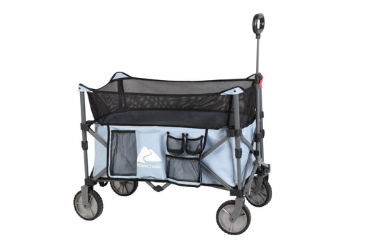 Ozark Trail Adult Height Adjustable Quad Fold Camping Cart Wagon, Blue