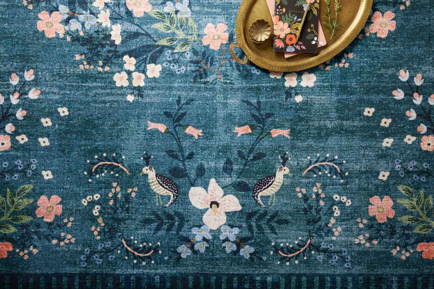 Rifle Paper Co x Loloi Palais Rug - Luxembourg Teal