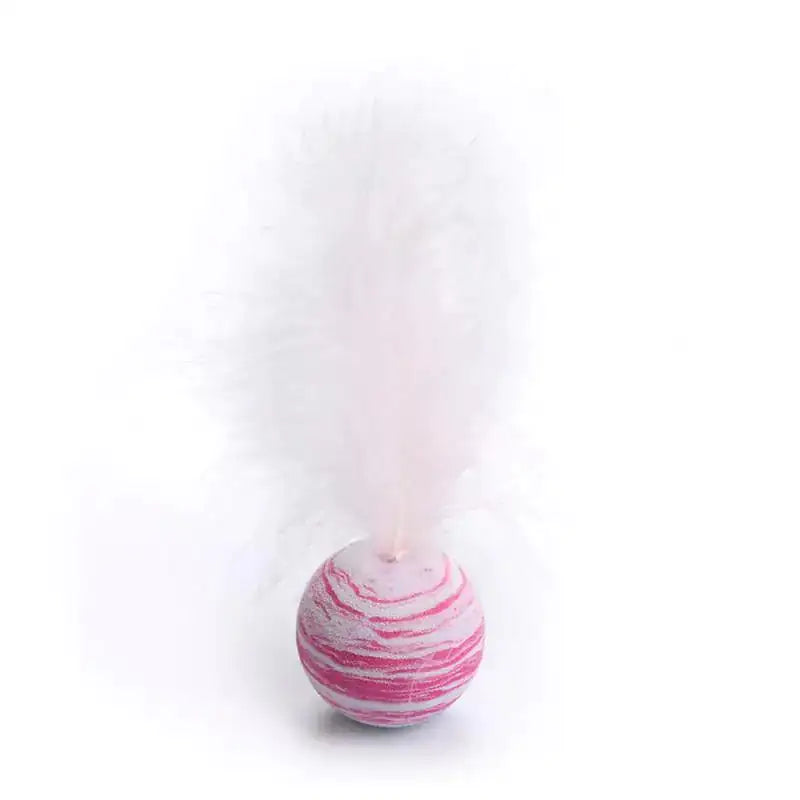 Cat Toy Feather Ball Pink