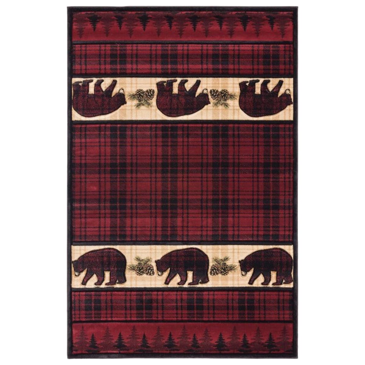 Pinecone Bear Plaid Rug