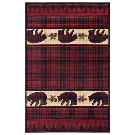 Pinecone Bear Plaid Rug