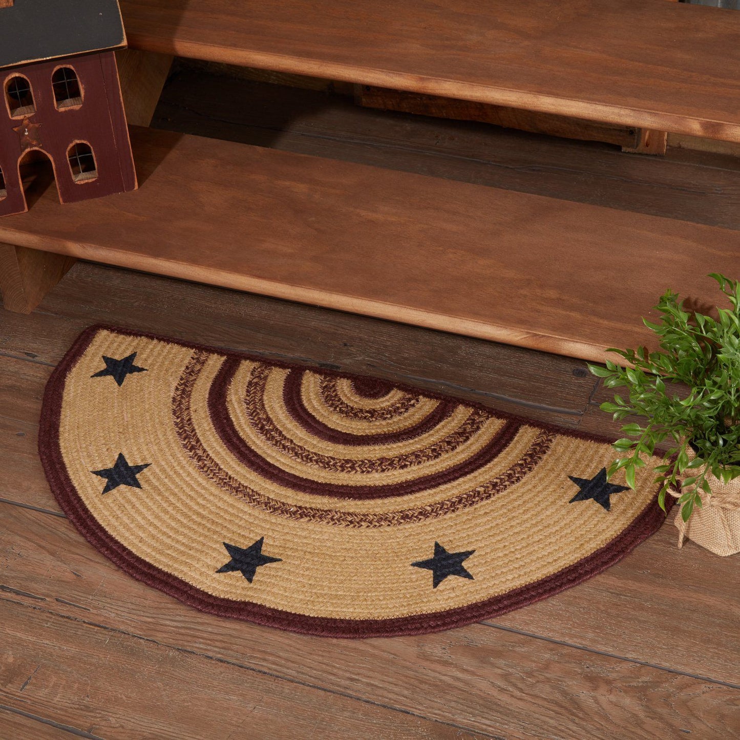 Potomac Stencil Half Circle Braided Rug 16.5x33"