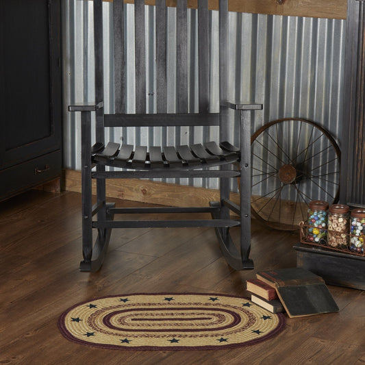 Potomac Stencil Star Oval Braided Rug 20x30"