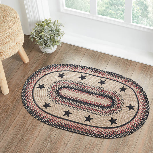 Colonial Star Oval Braided Rug 24x36" - with Pad
