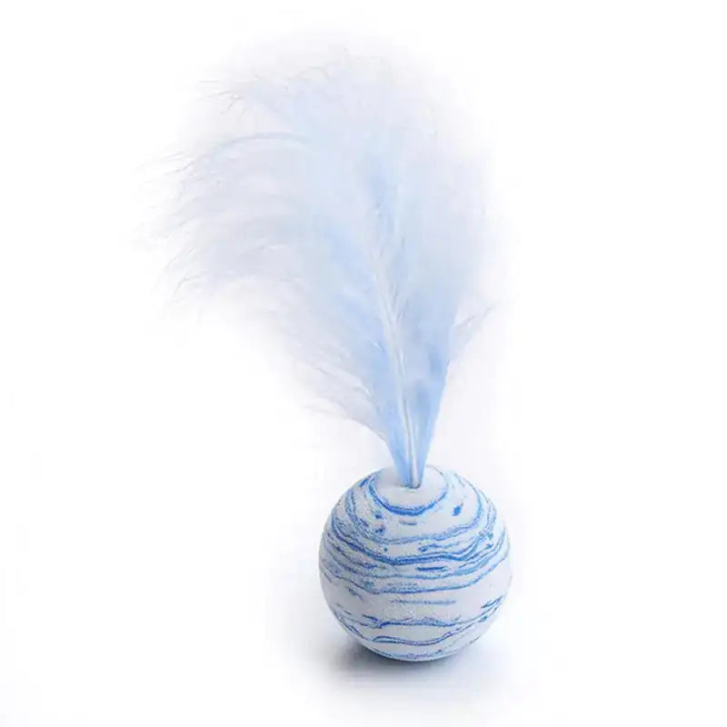 Cat Toy Feather Ball Blue