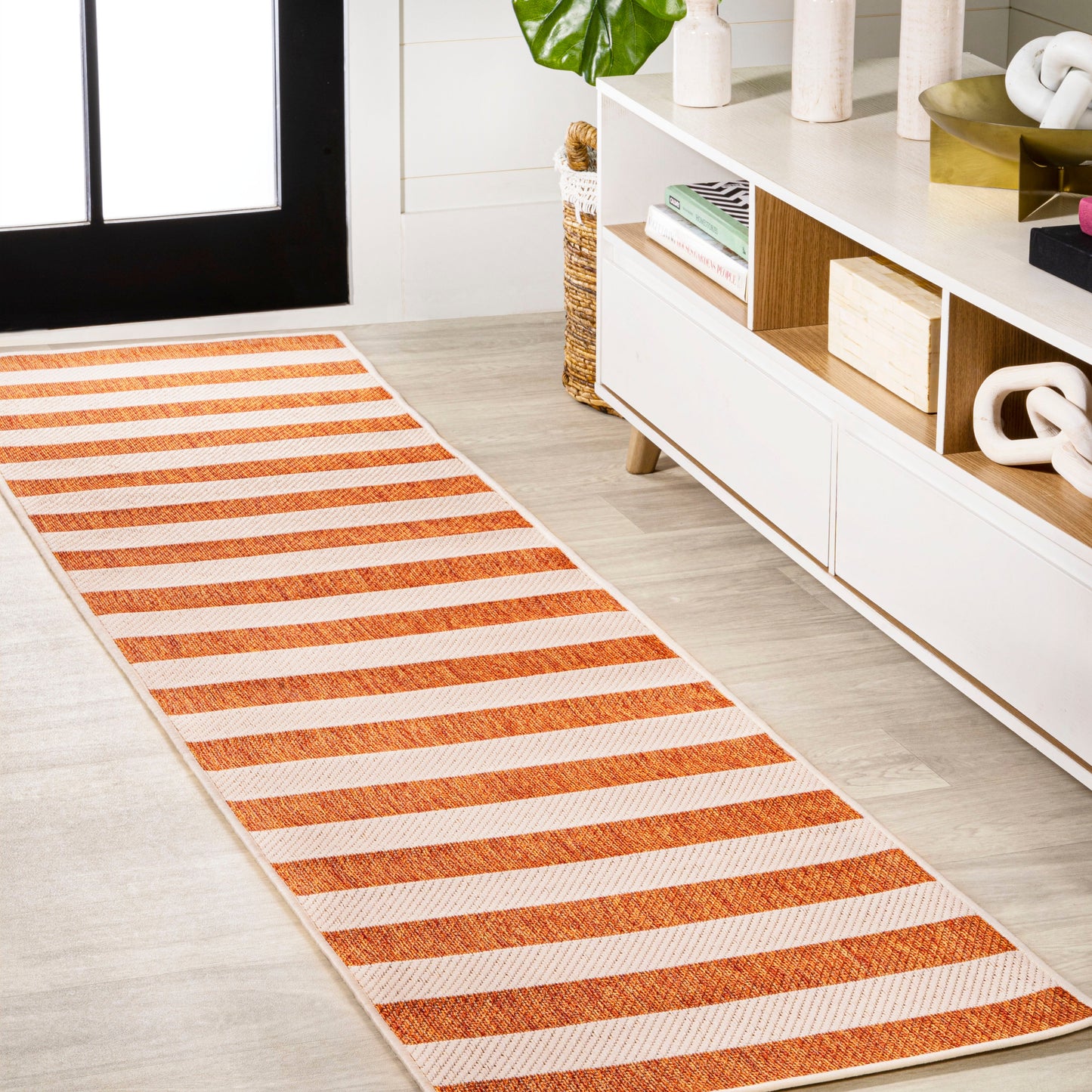Two-Tone Wide Stripe Indoor/Outdoor Area Rug (5 Colors, 5 Sizes)