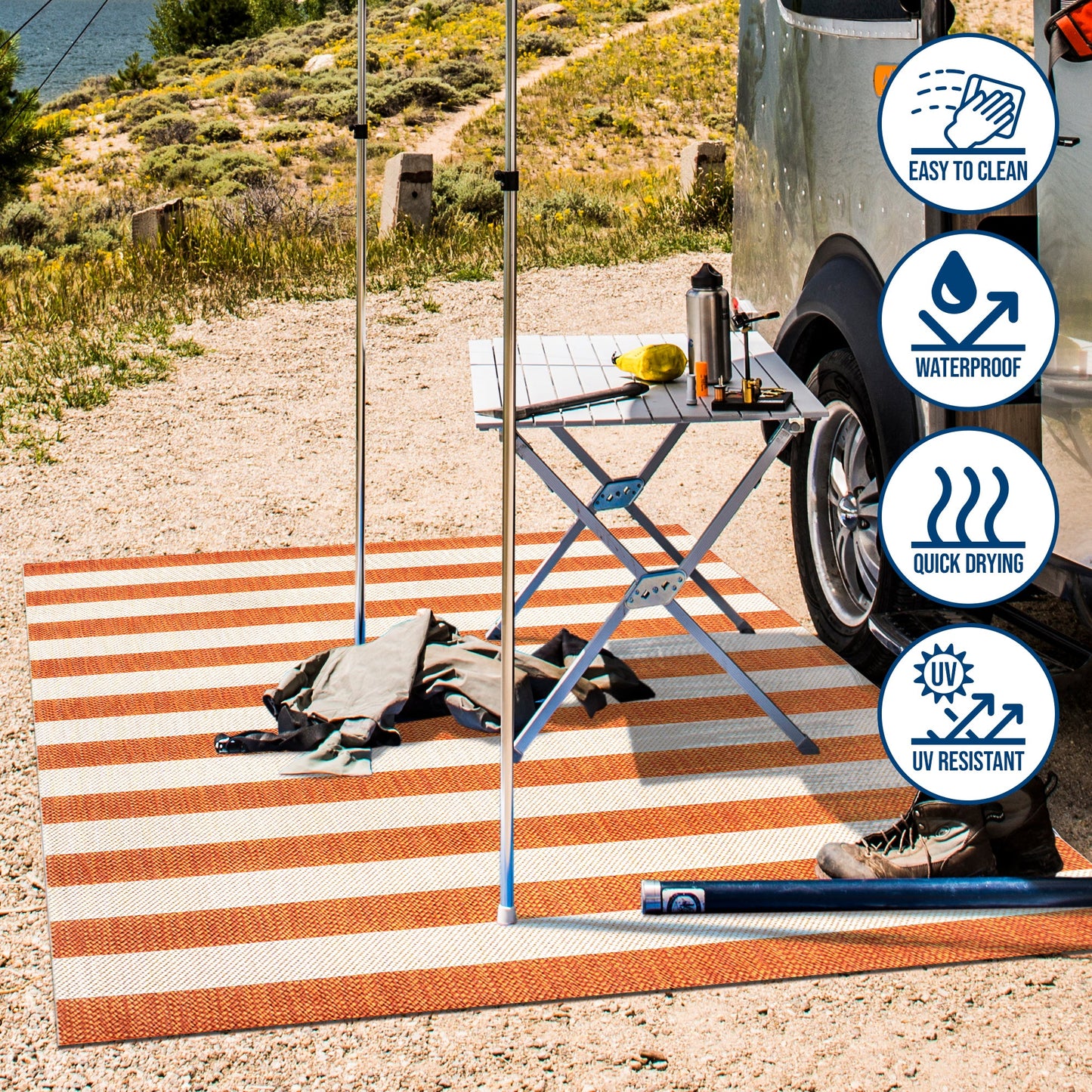 Two-Tone Wide Stripe Indoor/Outdoor Area Rug (5 Colors, 5 Sizes)