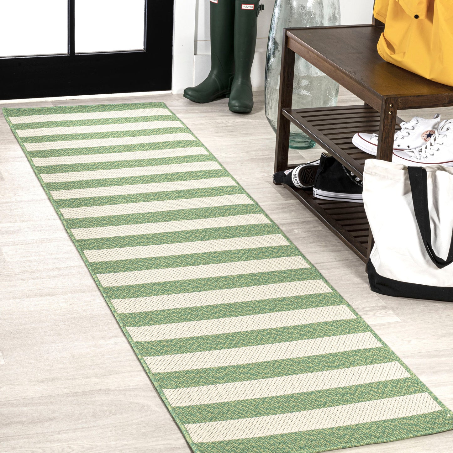 Two-Tone Wide Stripe Indoor/Outdoor Area Rug (5 Colors, 5 Sizes)