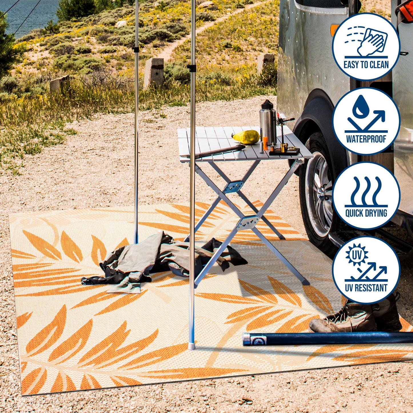 Tropical Palm Leaf Indoor/Outdoor Area Rug (2 Colors, 5 Sizes)