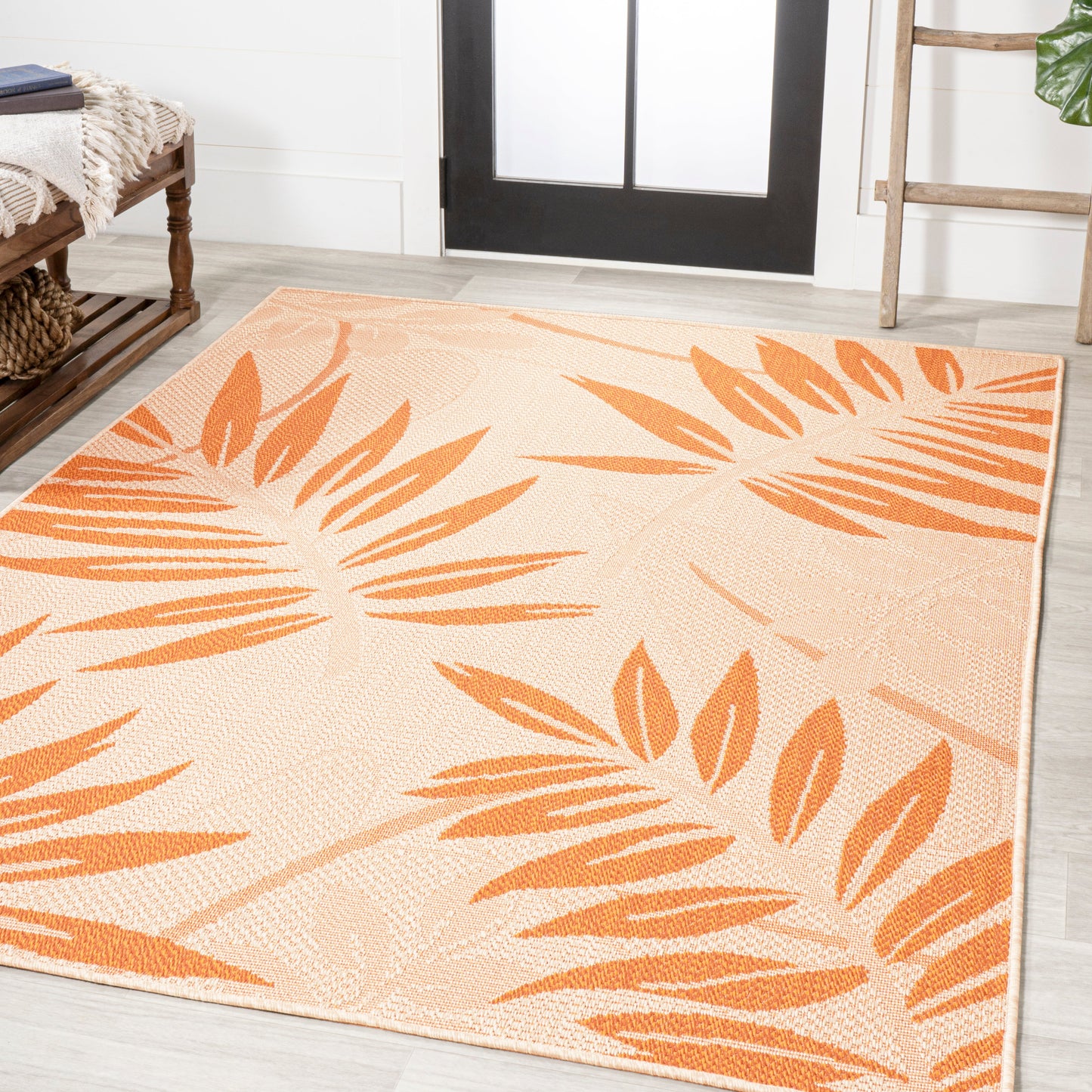 Tropical Palm Leaf Indoor/Outdoor Area Rug (2 Colors, 5 Sizes)