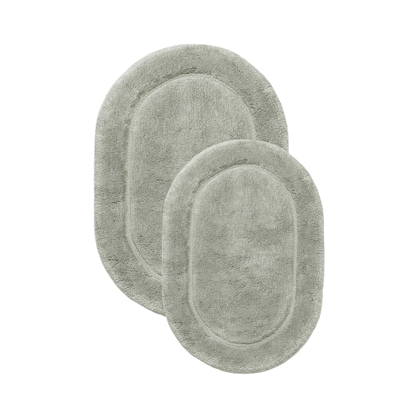 Cotton Non Slip Oval 2-Piece Bath Rug Set