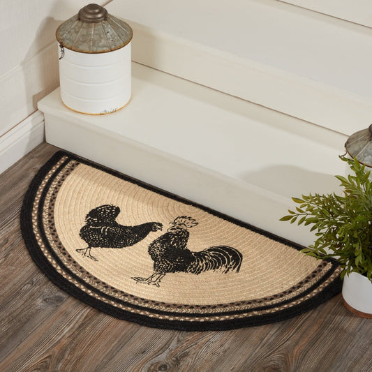 Sawyer Mill Charcoal Poultry Half Circle Braided Rug 16.5x33"