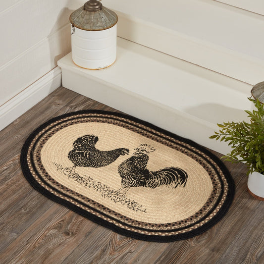 Sawyer Mill Charcoal Poultry Oval Braided Rug 20x30"