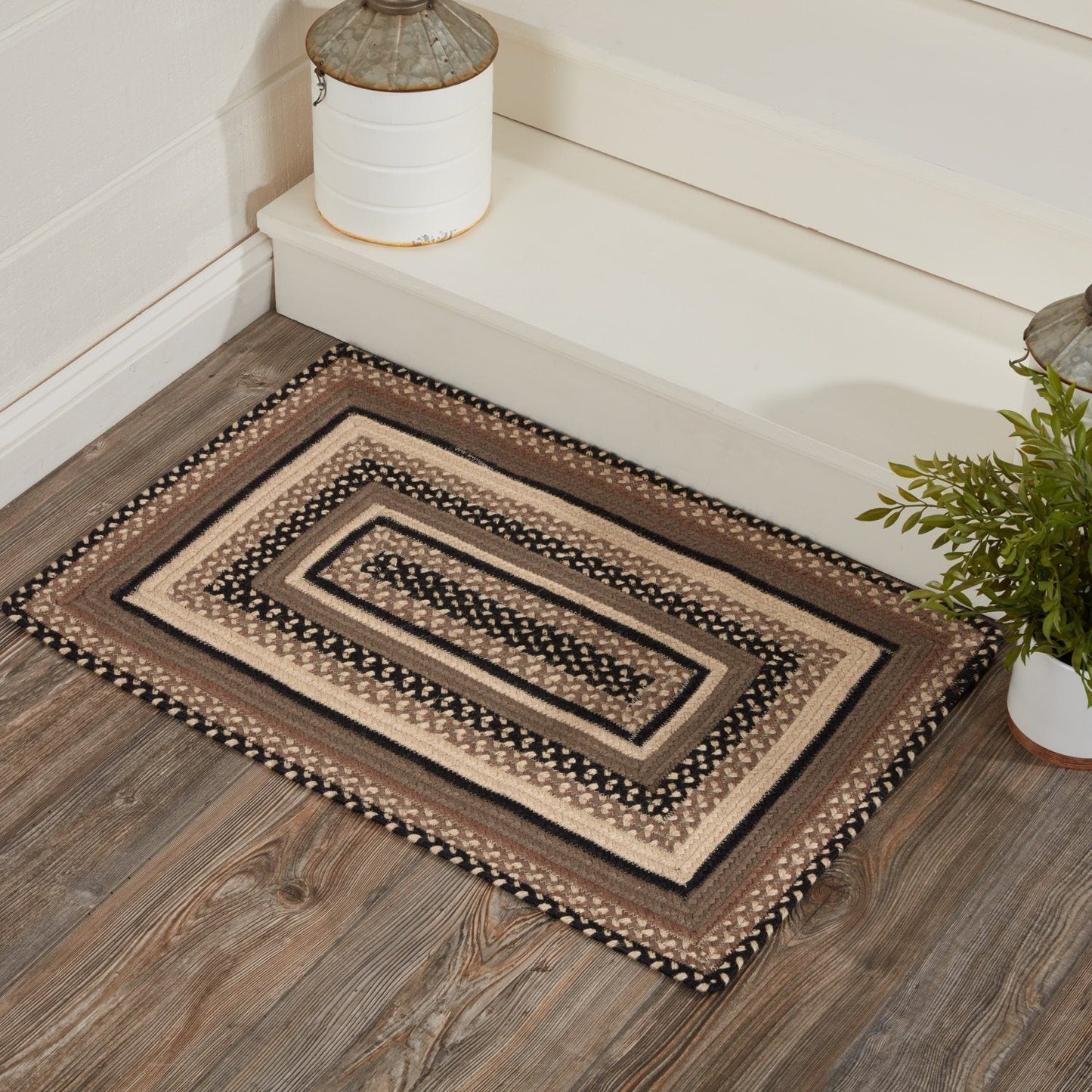 Sawyer Mill Charcoal Rectangle Braided Rug 20x30"