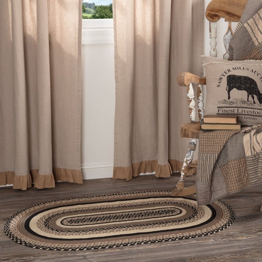 Sawyer Mill Charcoal Oval Braided Rug 27x48"