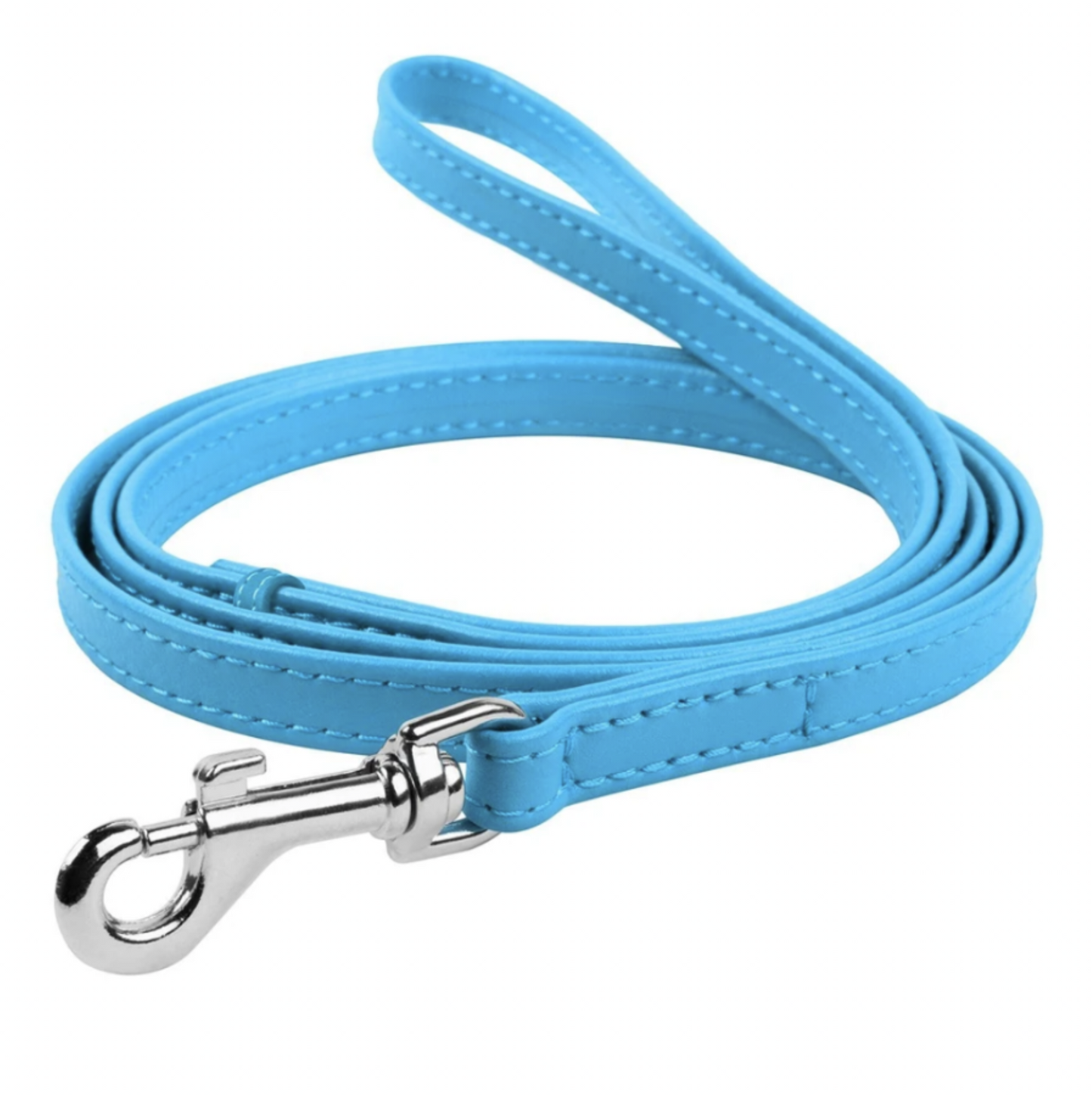 Wau Dog Glamour Flat Leather Leash Blue 4'