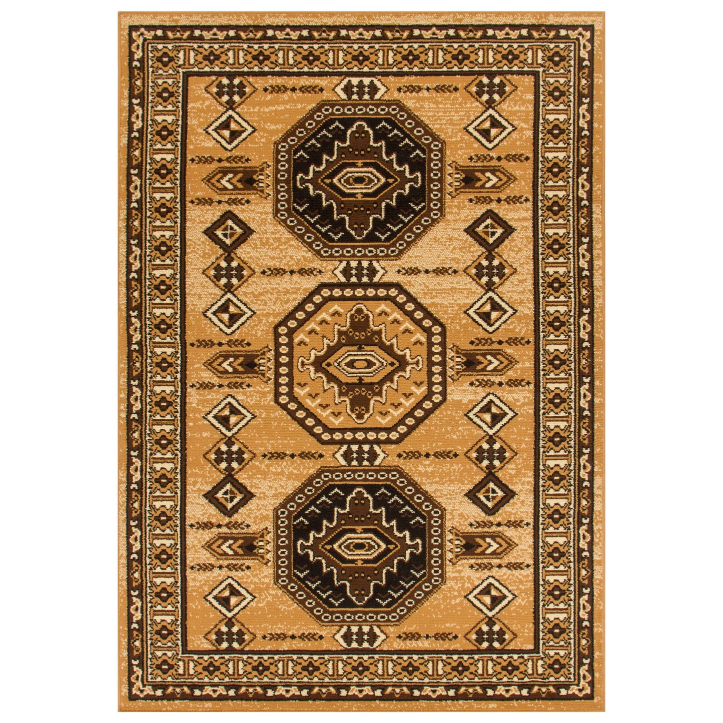 Takeo Aztec Geometric Indoor Area Rug - Caramel