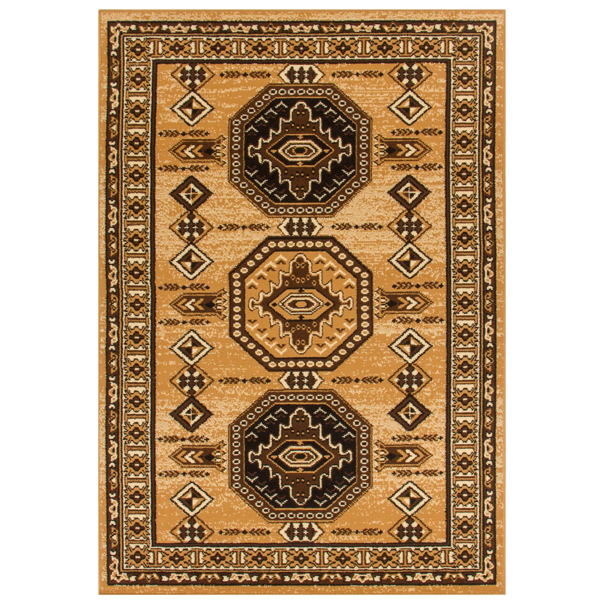 Takeo Aztec Geometric Indoor Area Rug - Caramel