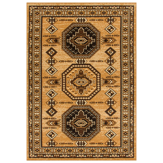 Takeo Aztec Geometric Indoor Area Rug - Caramel