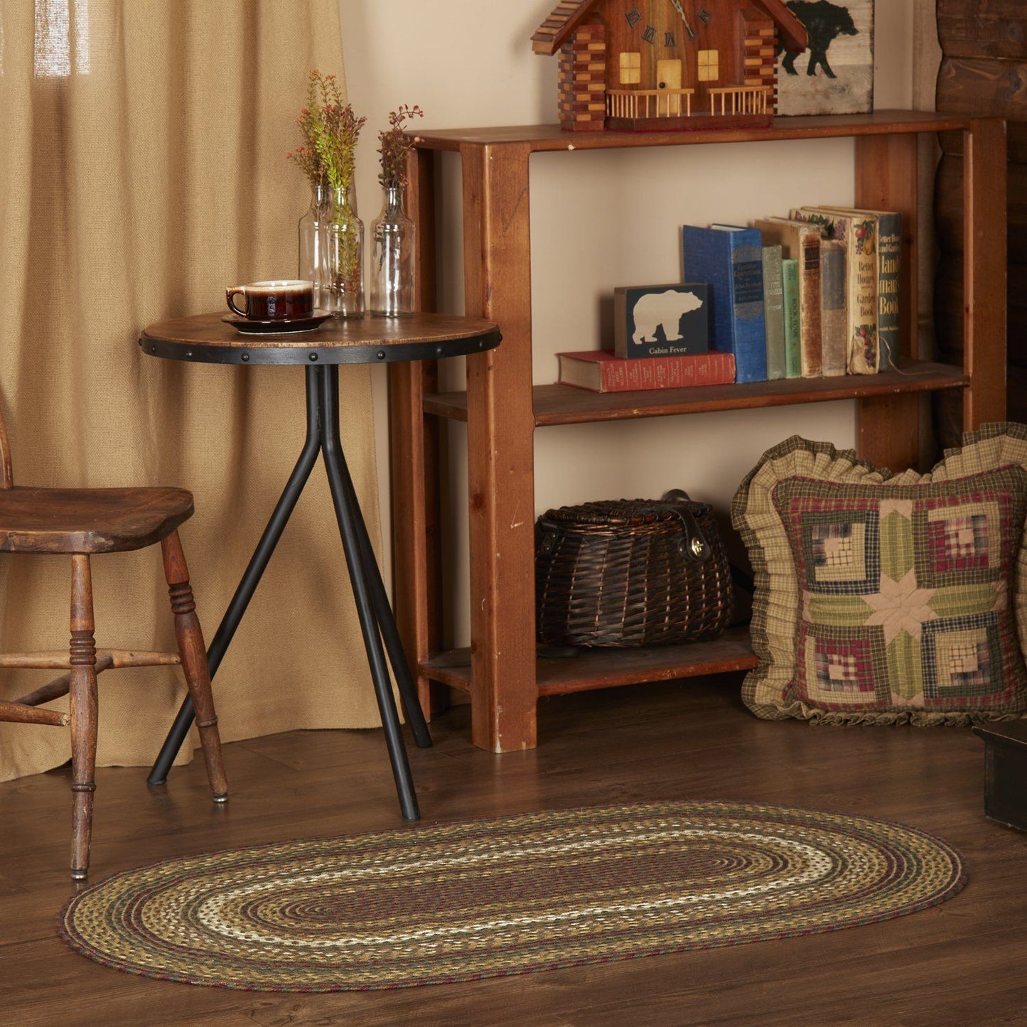 Tea Cabin Oval Braided Rug 27x48"