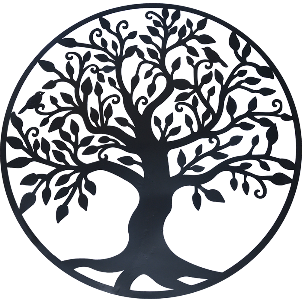 Black Tree of Life Wall Art Hanging Metal Iron Sculpture Garden 99cm