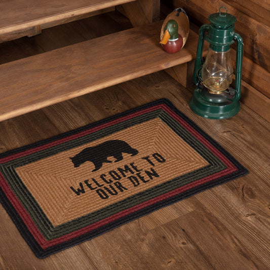 Wyatt Bear "Welcome to Our Den" Rectangle Braided Rug 20x30" Default