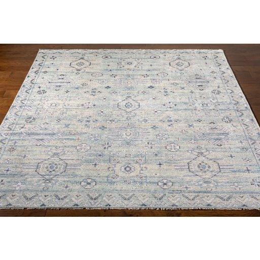 Almeria Hand Knotted Denim, Black & Cream Area Rug -  Available in a Variety of Sizes