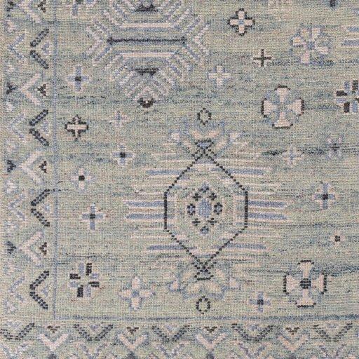 Almeria Hand Knotted Denim, Black & Cream Area Rug -  Available in a Variety of Sizes