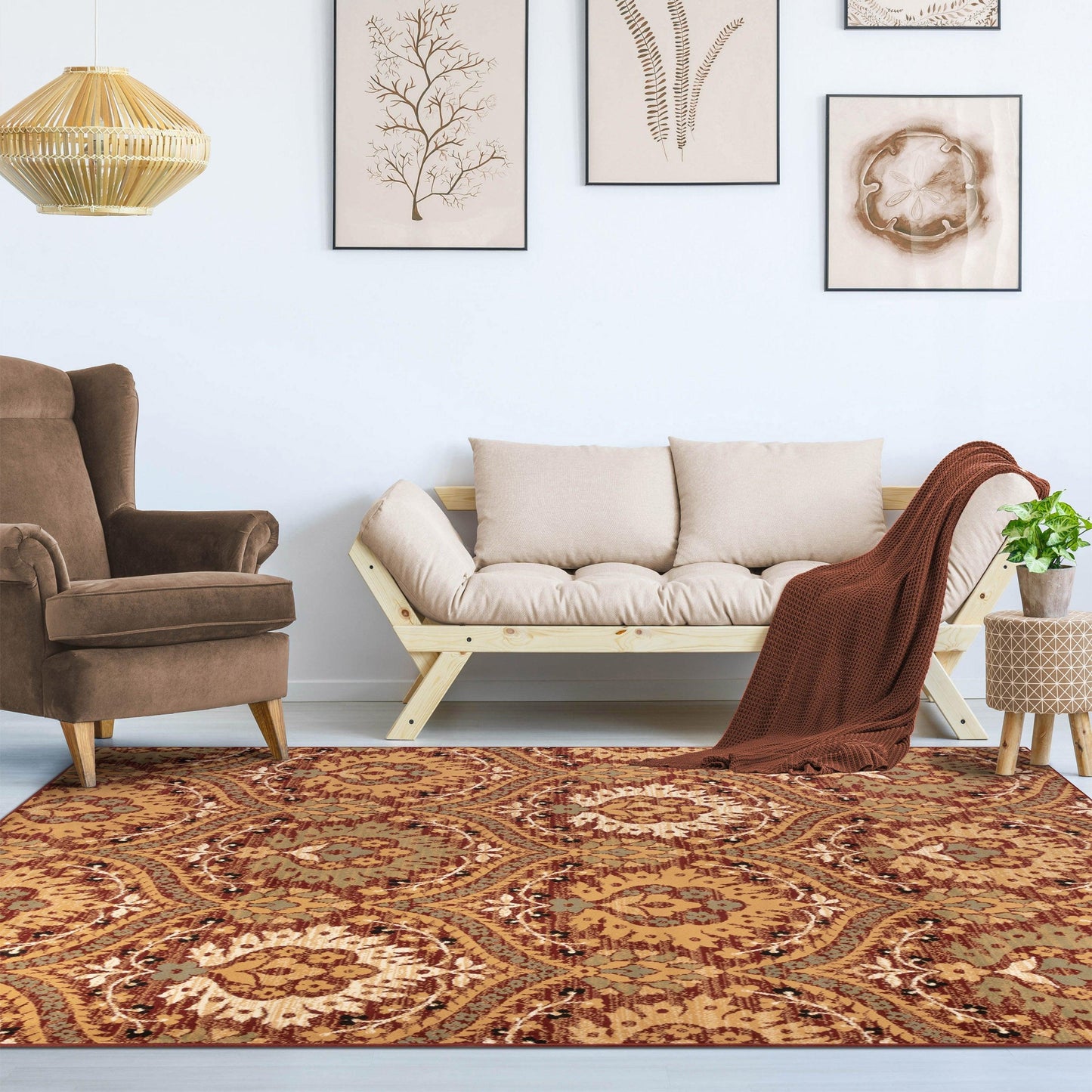Augusta Modern Floral Cabin Setting Rug FredCo
