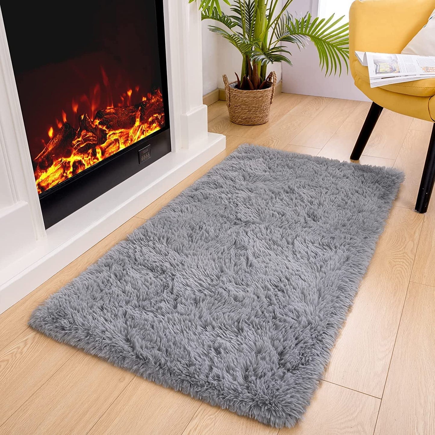 Area Rug Soft Fluffy in Gray Size 2X3 Feet