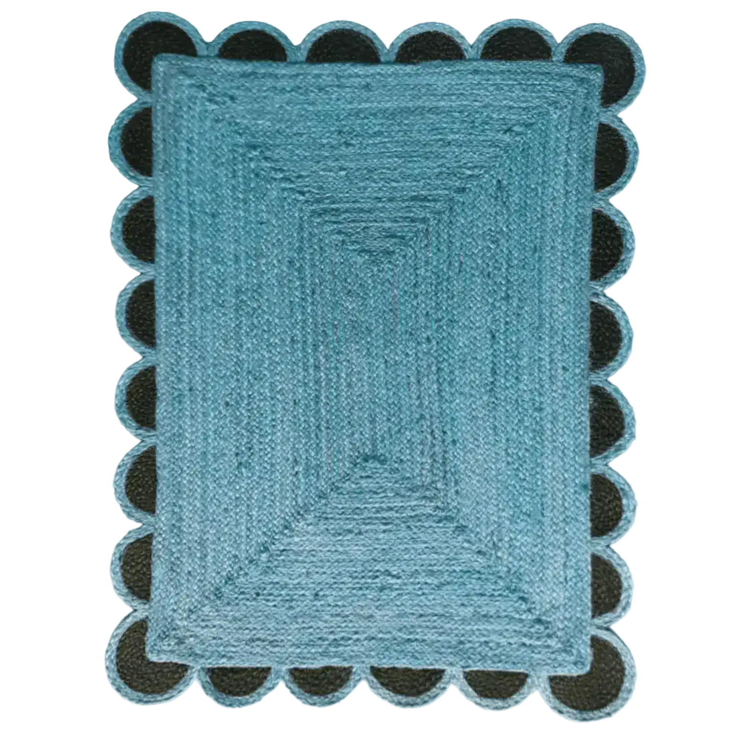 Black and Blue Scallop Jute Rug