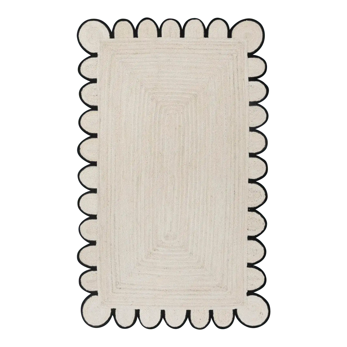 Black and White Scallop Jute Rug
