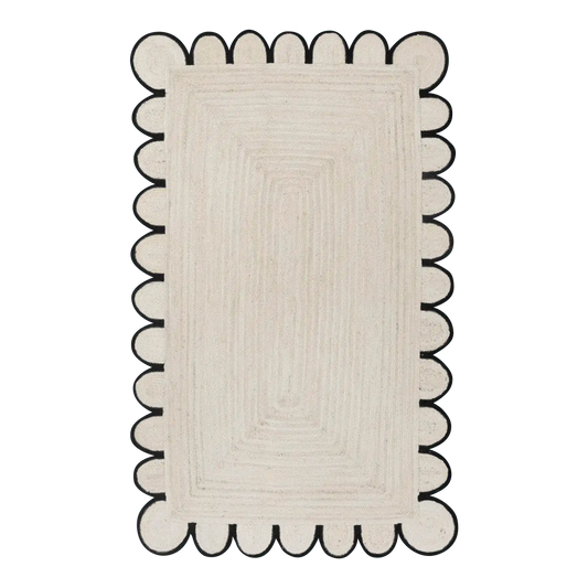 Black and White Scallop Jute Rug