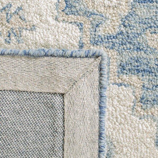 Blue & Ivory Traditional Hand Woven Wool Area Rug