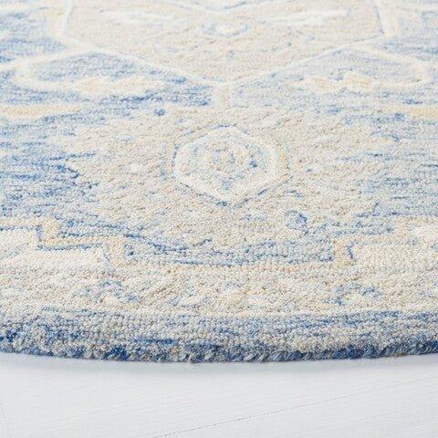 Blue & Ivory Traditional Hand Woven Wool Area Rug
